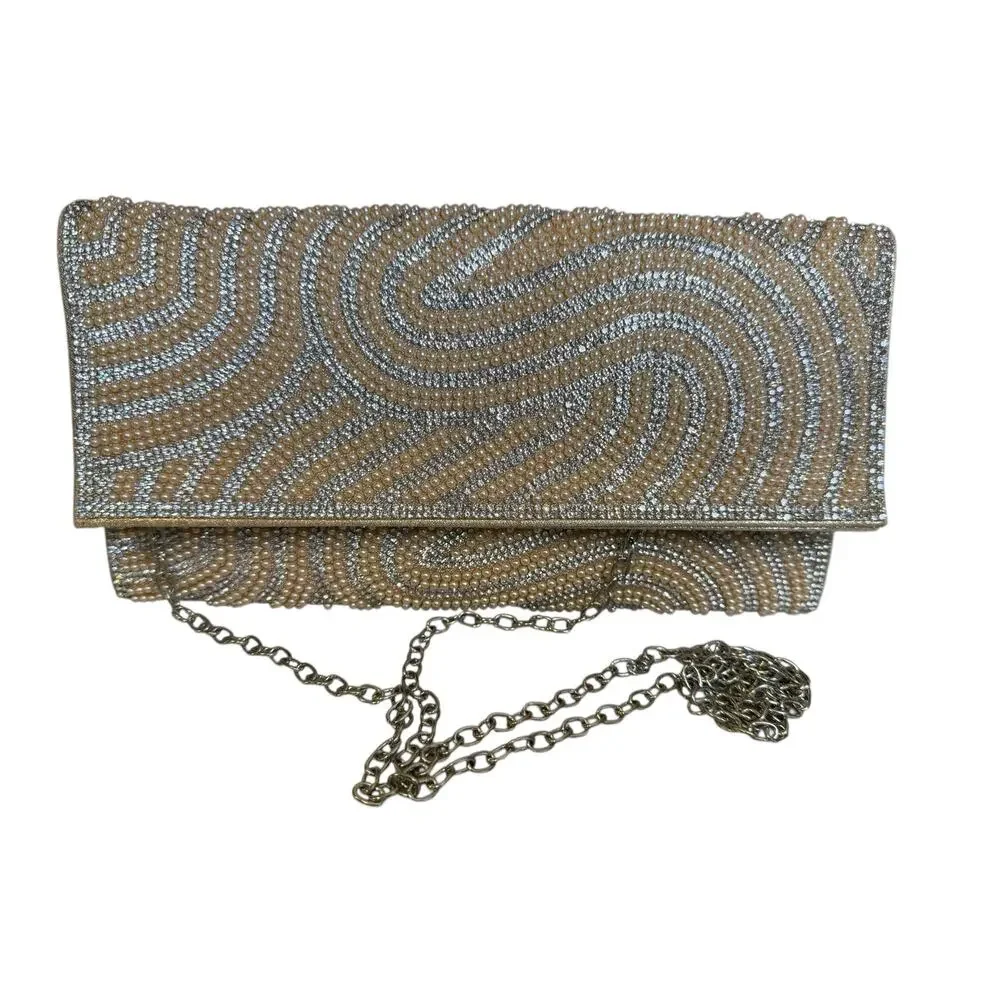 Jewel Badgley Mischka Tina Beaded Swirl Envelope Clutch Bag